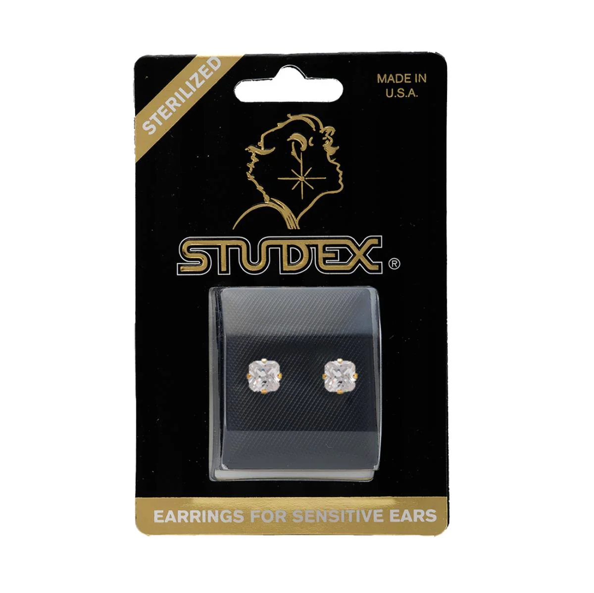 Studex Gold Plated Tiffany 5x5mm Cubic Zirconia Princess Cut - Image 2