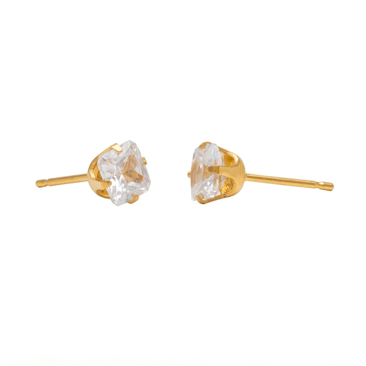 Studex Gold Plated Tiffany 5x5mm Cubic Zirconia Princess Cut - Image 3