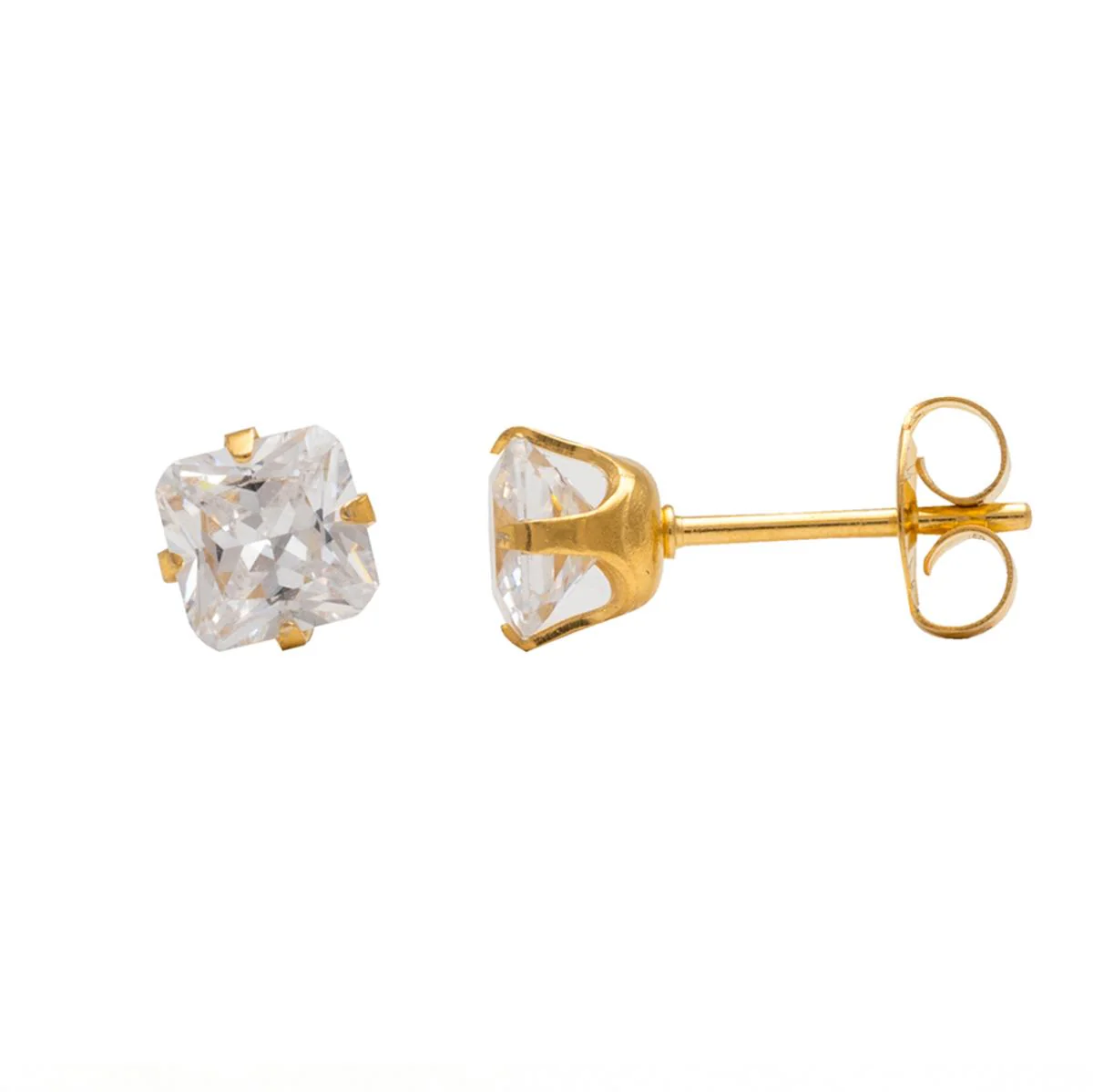 Studex Gold Plated Tiffany 5x5mm Cubic Zirconia Princess Cut - Image 4