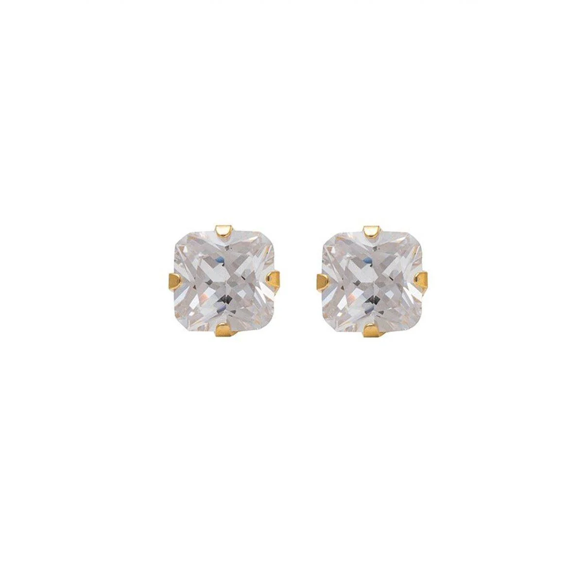 Studex Gold Plated Tiffany 6x6mm Cubic Zirconia Princess Cut