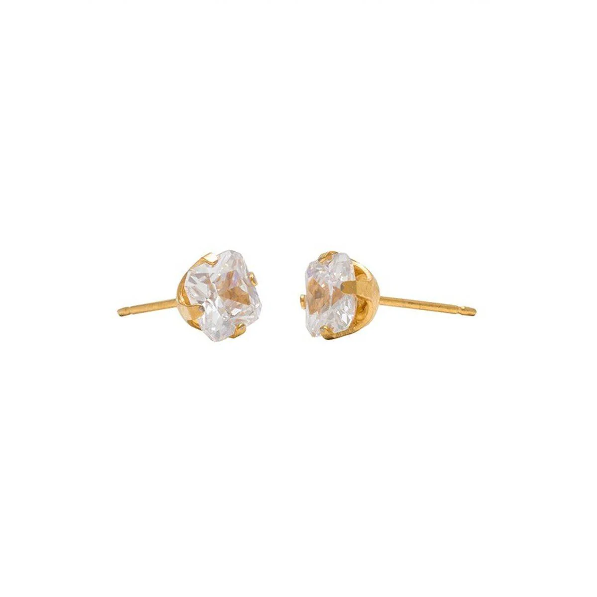 Studex Gold Plated Tiffany 6x6mm Cubic Zirconia Princess Cut - Image 2