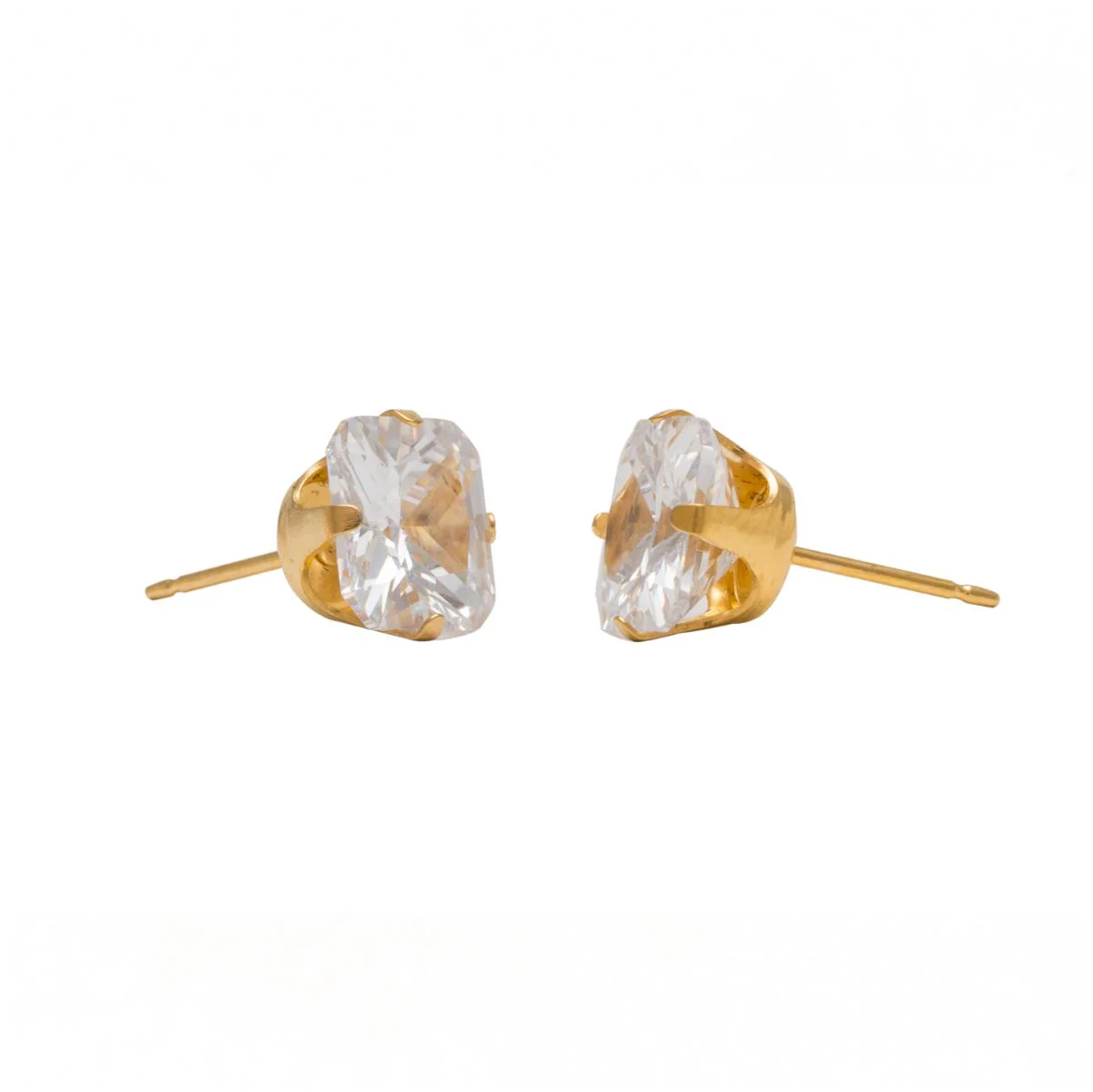 Studex Gold Plated Tiffany 8x8mm Cubic Zirconia Princess Cut - Image 3