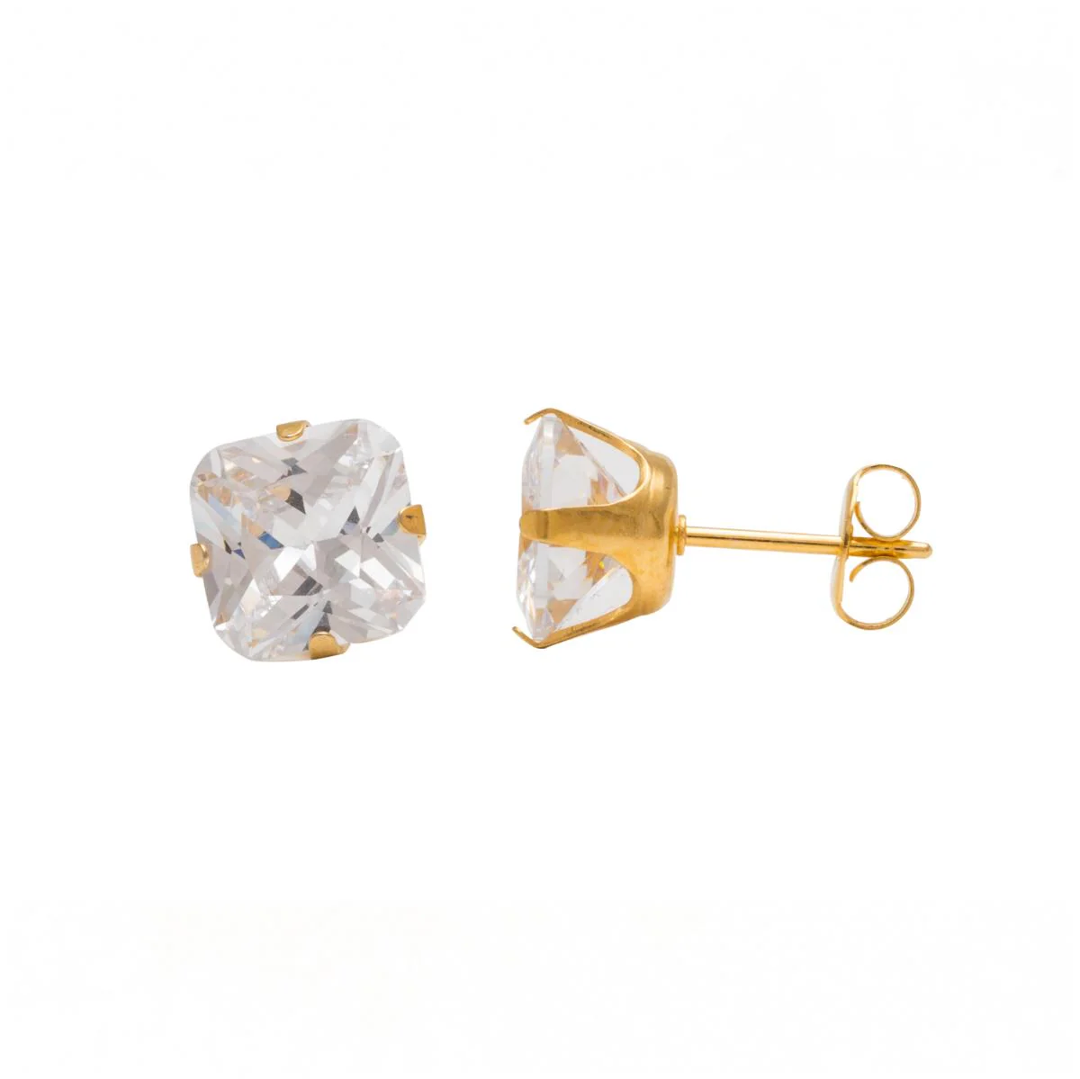 Studex Gold Plated Tiffany 8x8mm Cubic Zirconia Princess Cut - Image 4