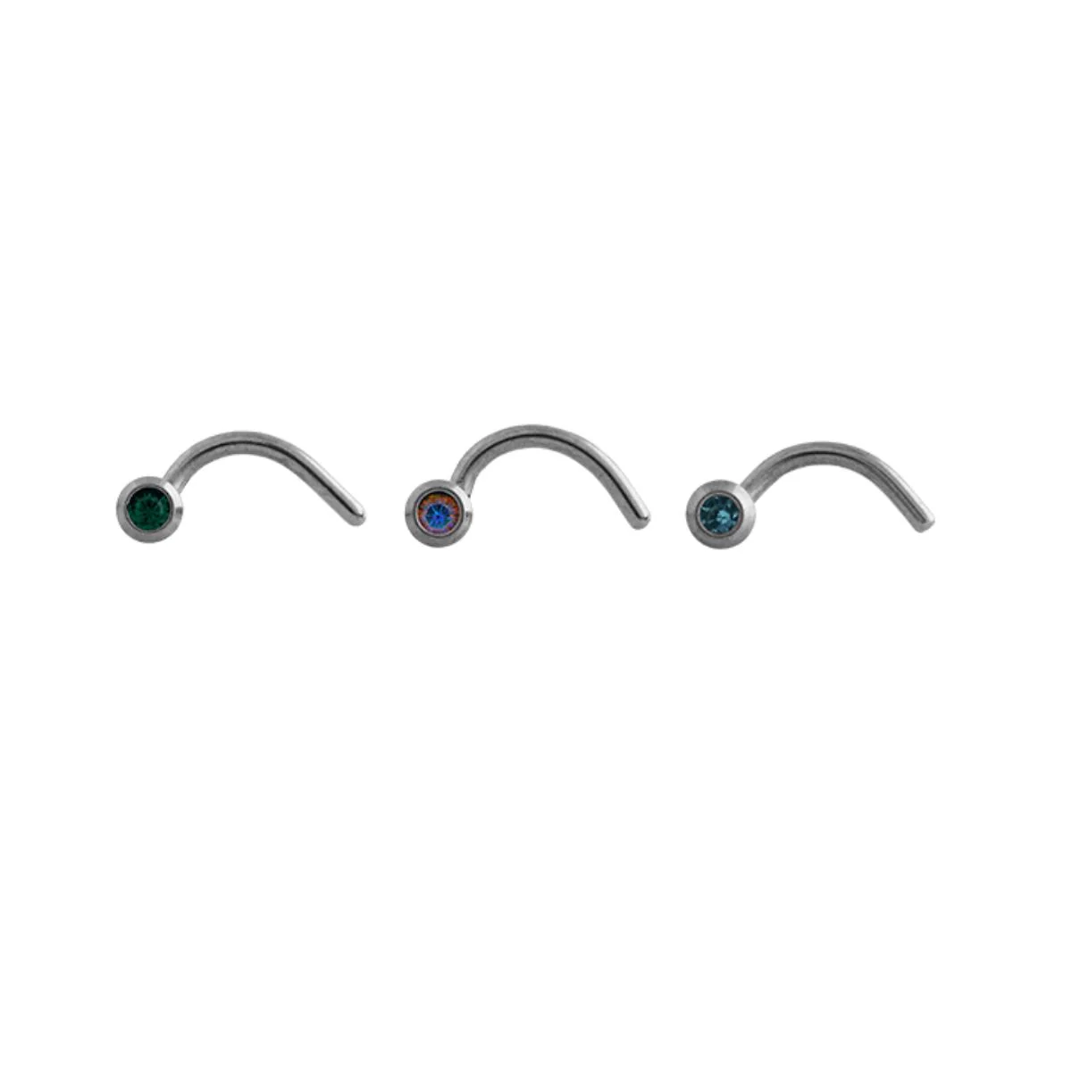 Studex Stainless Steel 20g 1mm Nose Screw AB Crystal/Emerald/Aqua