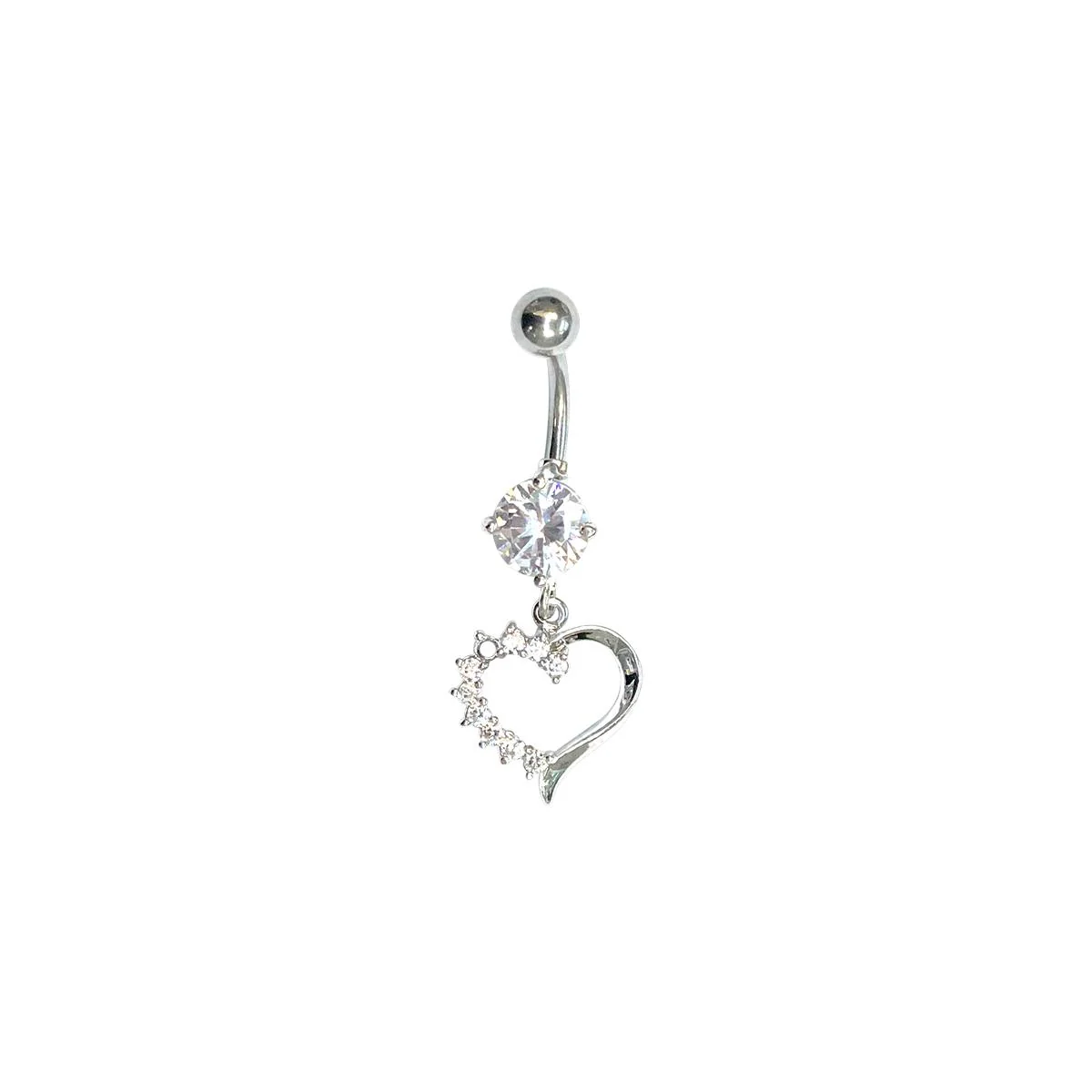 Studex Stainless Steel Double Jewel Crystal Drop Crystal Heart Ring With Beads