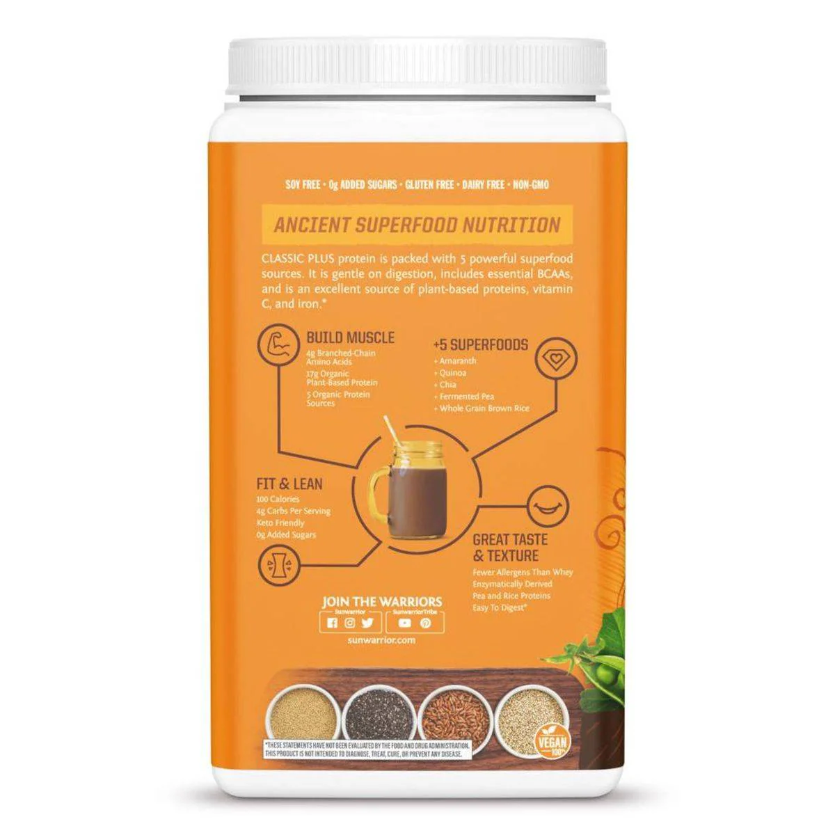 Sun Warrior Classic Plus Organic Chocolate 750g - Image 3