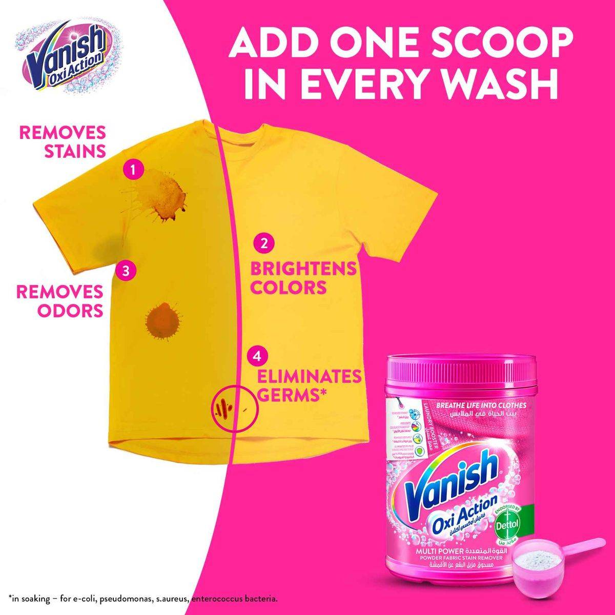 Vanish Stain Remover Oxi Action Fabric Multi Power Powder 1kg - Image 3