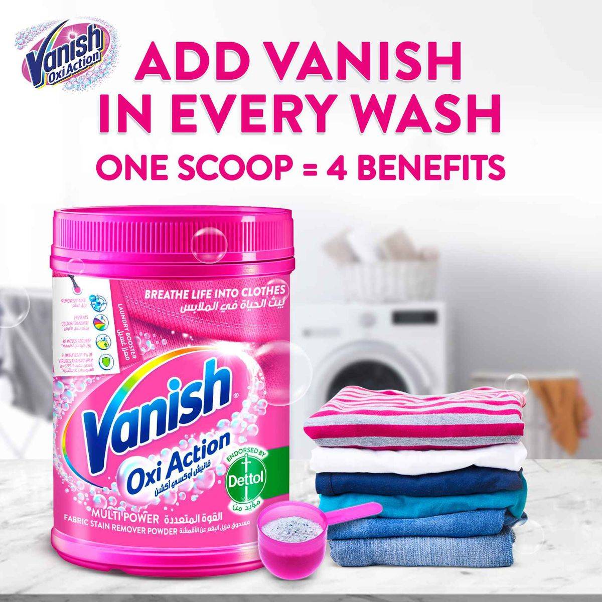 Vanish Stain Remover Oxi Action Fabric Multi Power Powder 1kg - Image 4