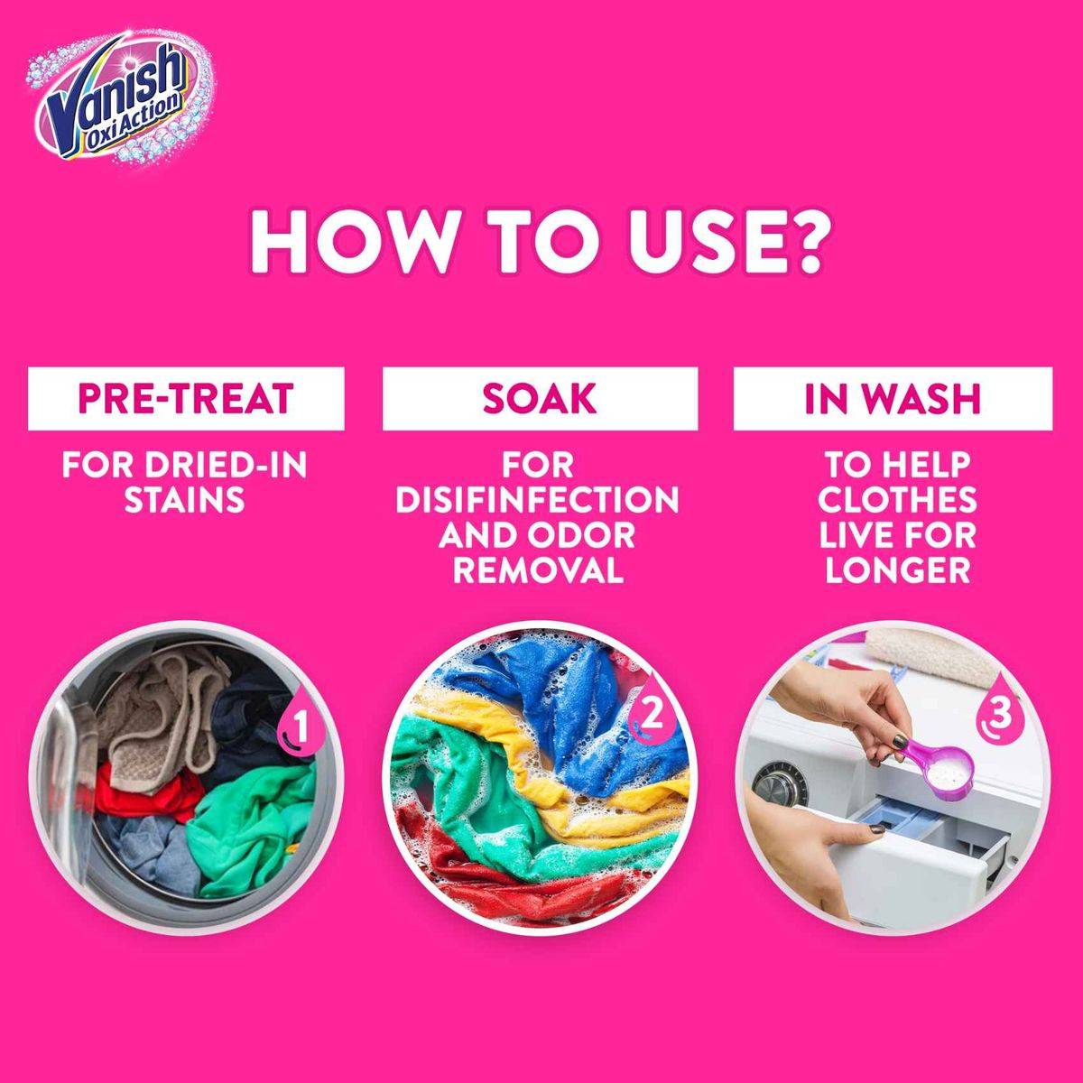 Vanish Stain Remover Oxi Action Fabric Multi Power Powder 1kg - Image 5