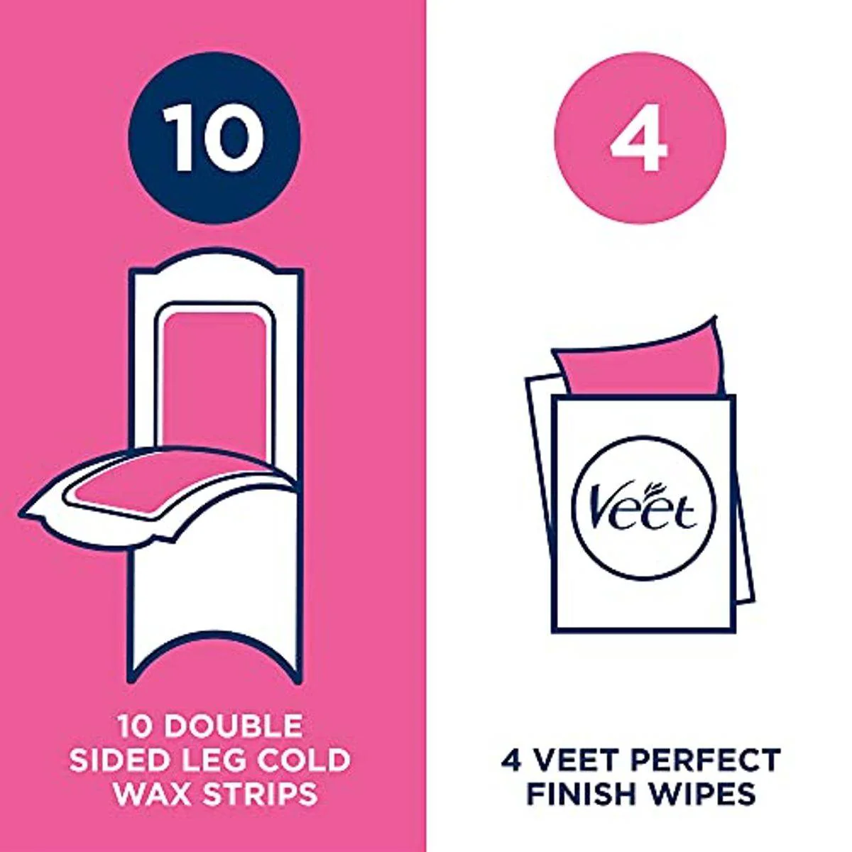 Veet Wax Strips Pure Legs & Body Wax For Sensitive Skin 20 Strips - Image 2