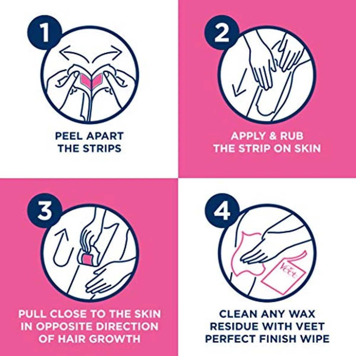 Veet Wax Strips Pure Legs & Body Wax For Sensitive Skin 20 Strips - Image 3