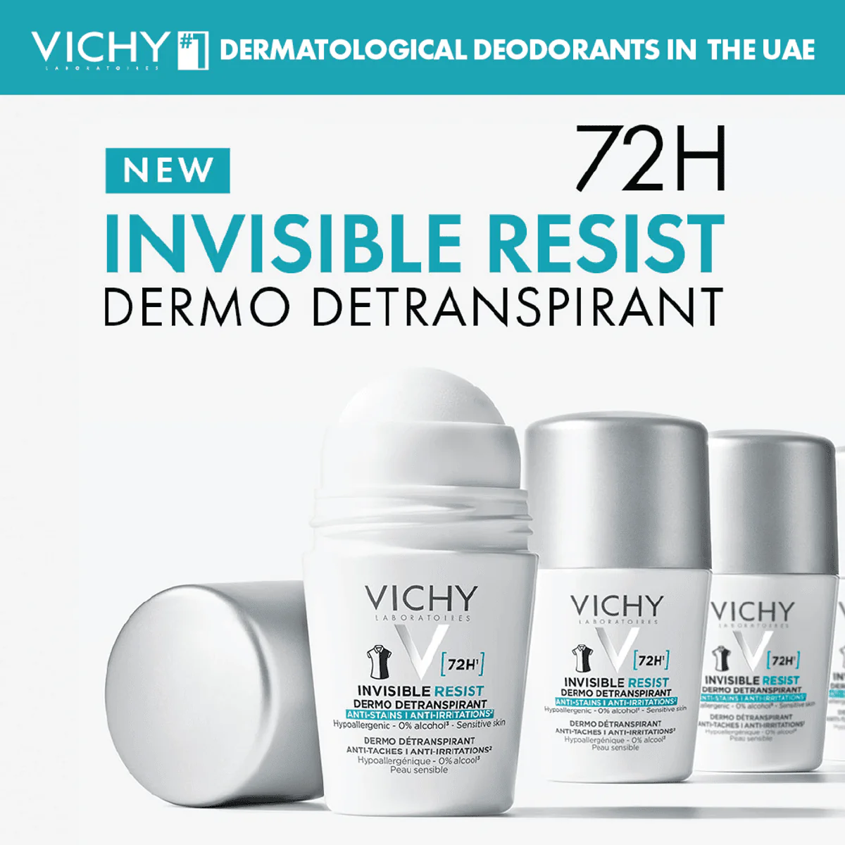 Vichy 72Hr Invisible Resist Antiperspirant Women Roll-On 50ml - Image 2