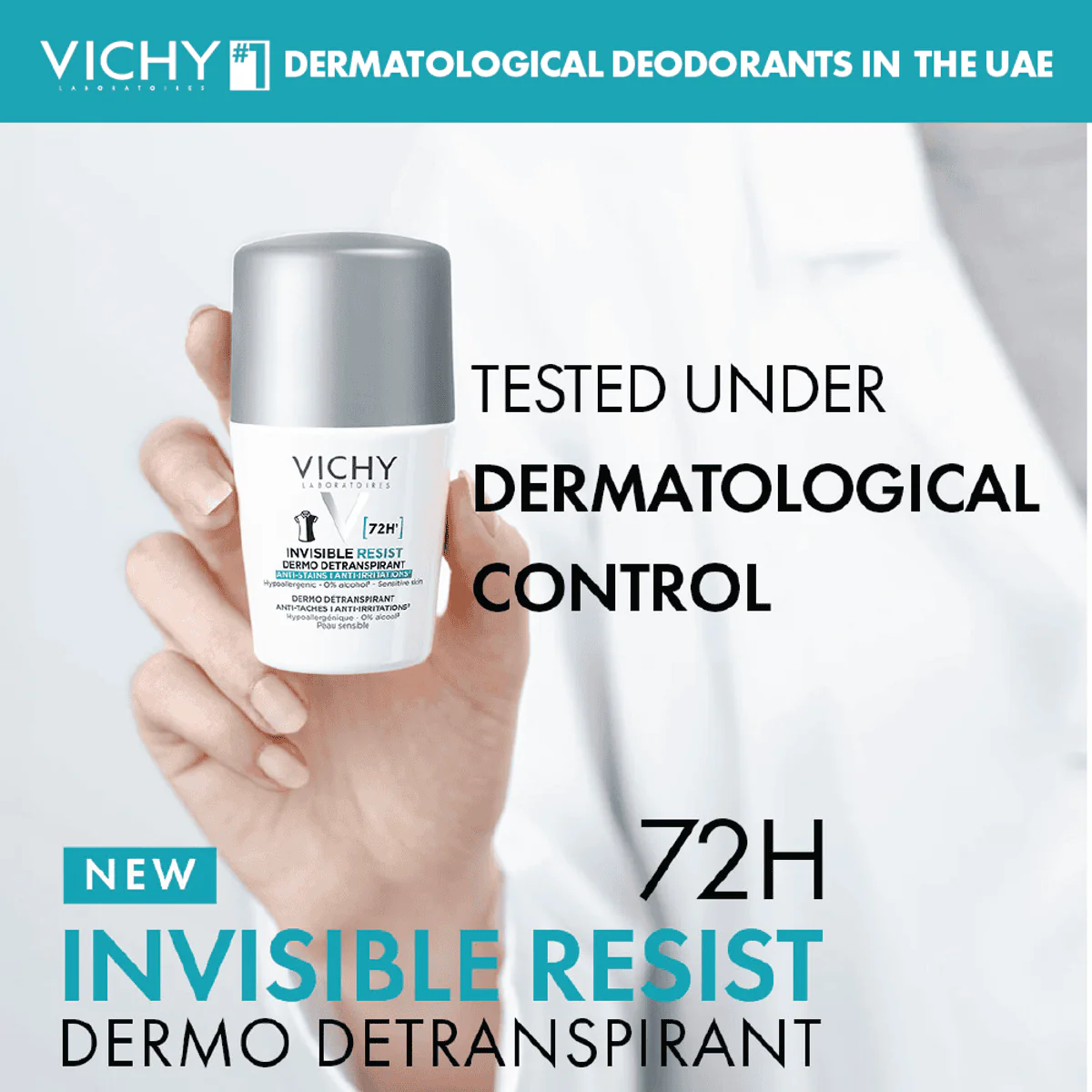 Vichy 72Hr Invisible Resist Antiperspirant Women Roll-On 50ml - Image 5
