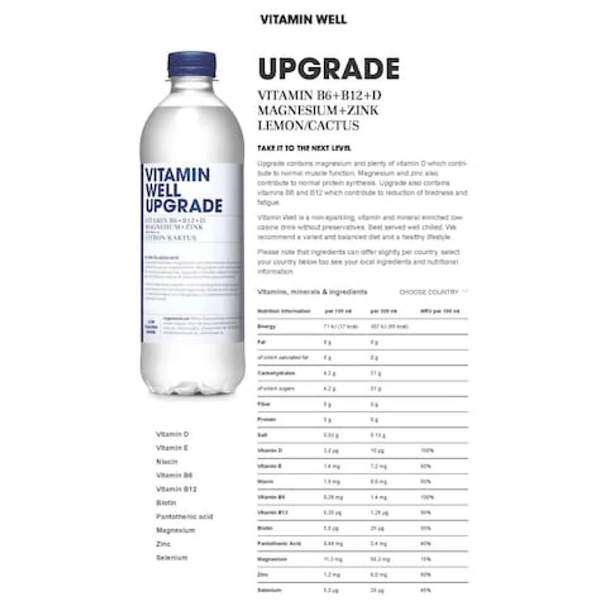 Vitamin Well Upgrade Water With Lemon And Cactus Flavour 500ml - Image 2