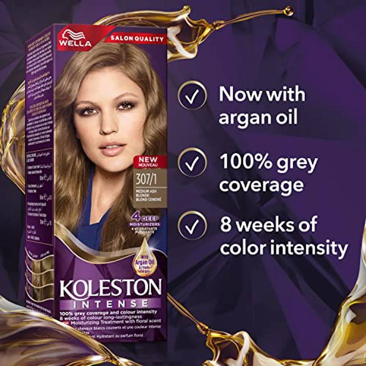 Wella Koleston Intense Hair Color 307/1 Medium Ash Blonde - Image 2